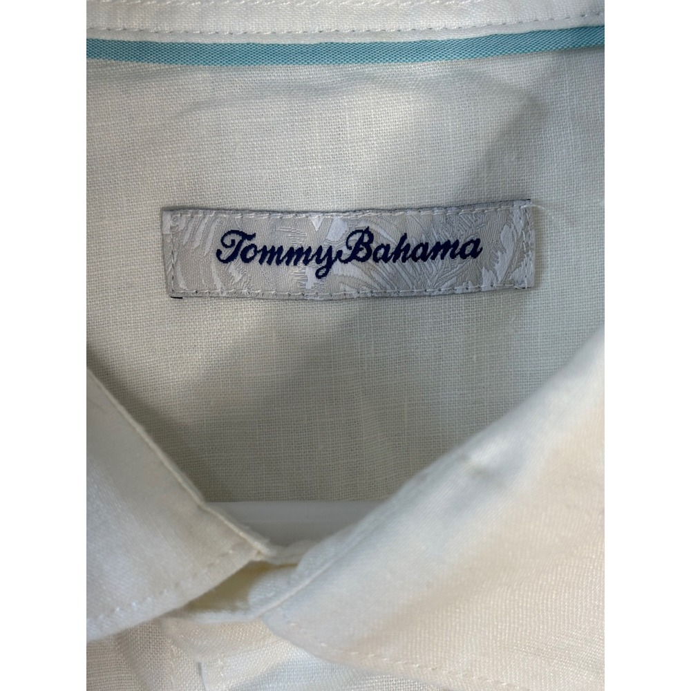 Tommy Bahama White Linen Long Sleeve Shirt Tropical Floral Print XL - Picture 3 of 9